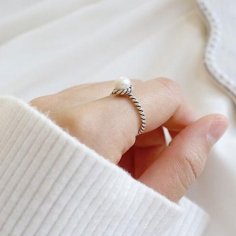 Fin pärla ring i äkta silver 2