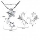 Köp billiga äkta Silver 925 Cubic Zirconia Stjärnor Stars örhängen halsband smyckeset - smycken set fri frakt
