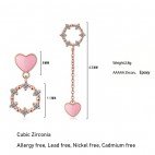 köp billiga smycken accesoarer Pink Love Heart Asymmetrical zirkon Örhängen 925 sterling Silver