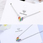 köp billiga smycken accesoarer halsband Delicate Rainbow Colorful Heart Halsband 925 Silver