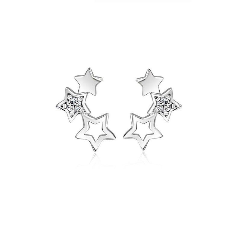 Köp billiga äkta Silver 925 äkta 925 Silver med Cubic Zirconia Stars örhängen - köp smycken fri frakt