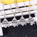 4st Puzzle Best friends fyra delar BFF silver Halsband - Vänskapssmycken