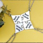 4st Puzzle Best friends fyra delar BFF silver Halsband - Vänskapssmycken