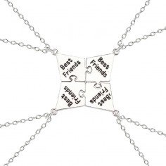 4st Puzzle Best friends fyra delar BFF silver Halsband - Vänskapssmycken